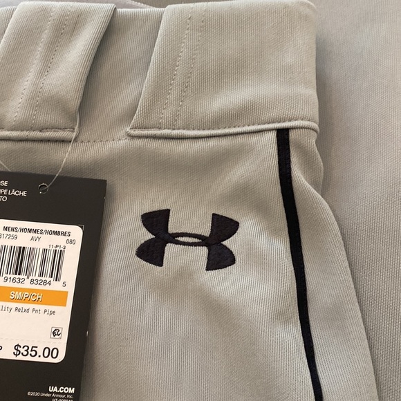 Under Armour men’s baseball pant small NWT gray with black stripe relaxed fit - Picture 3 of 6